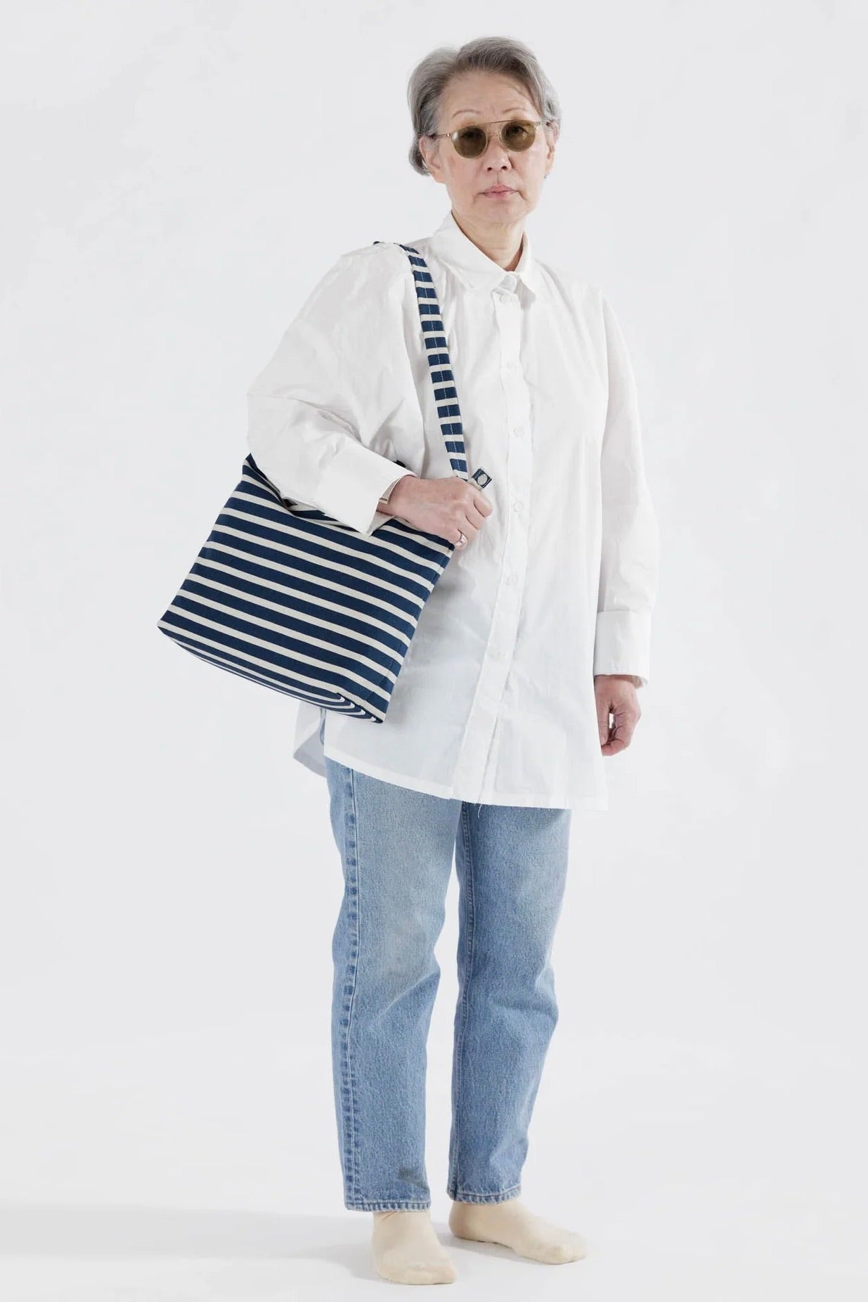 Baggu Horizontal Zip Duck Bag / Navy Stripe