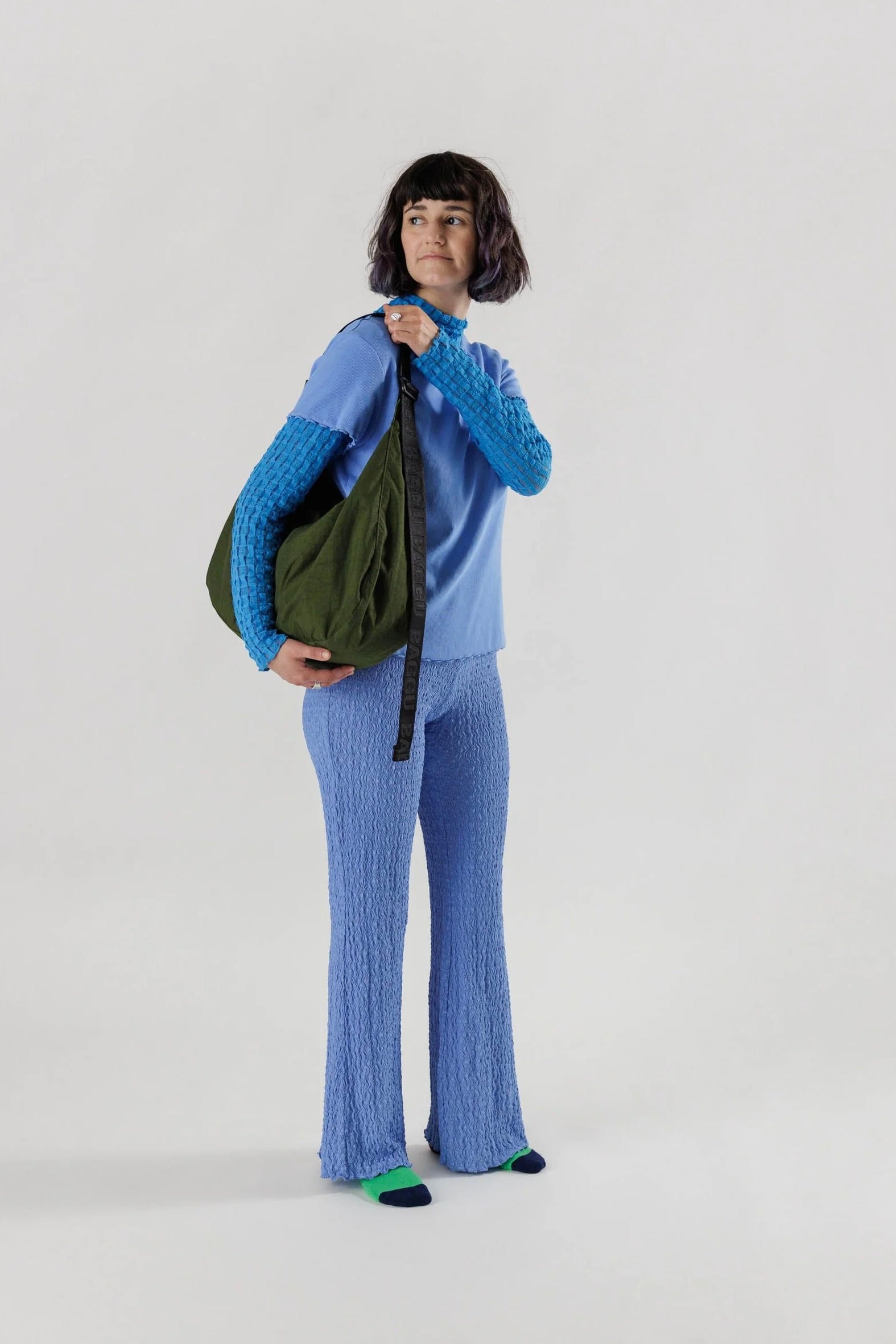 BAGGU Large Nylon Crescent Bag / Bay Laurel