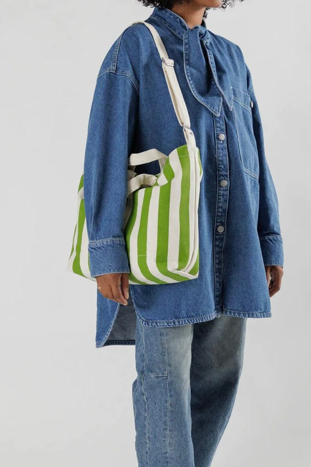 Baggu Horizontal Zip Duck Bag / Green Awning Stripe